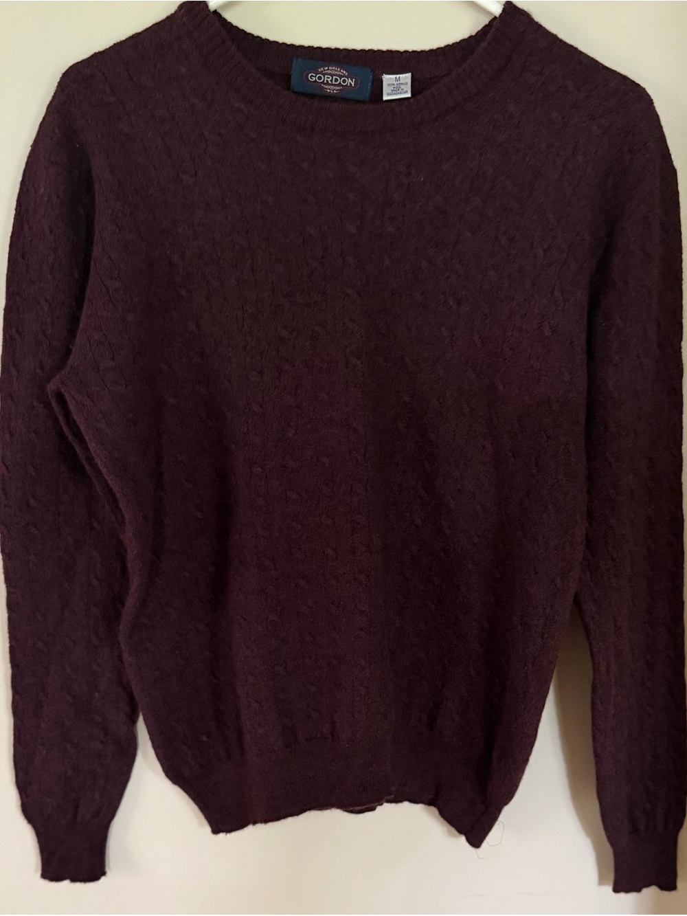 Men’s Gordon Burgundy Crewneck Marino wool Sweater